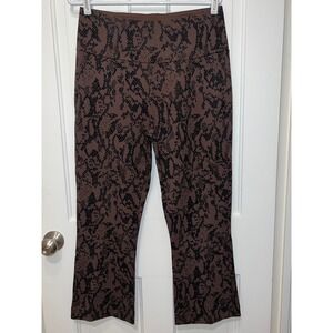 Cabi High Slim Crop Pants Brown Black Snake Python Print Stretch Size Medium
